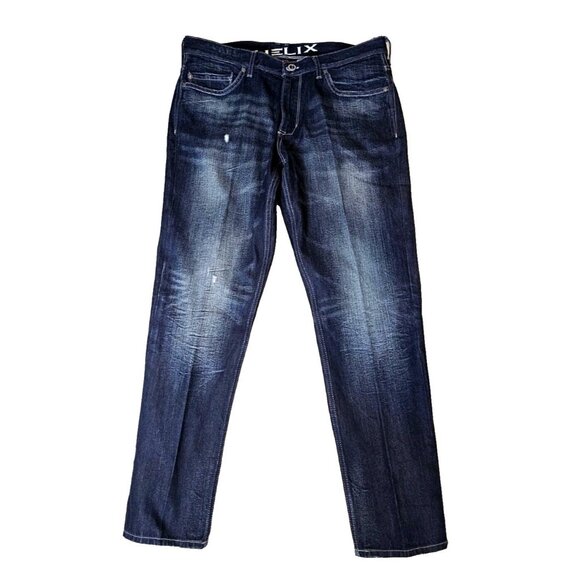 Helix Jeans Mens 34x30 Blue Relaxed Straight Low Rise Light Wash Denim - Picture 1 of 8